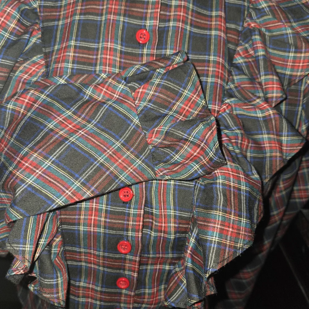 Diane Gilman Plaid Blouse with Red Accents - Picture 8 of 9